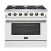 Forno Galiano 36" White French Door Freestanding Gas Range (5.36 Cu. Ft.) - FFSGS6244-36WHT