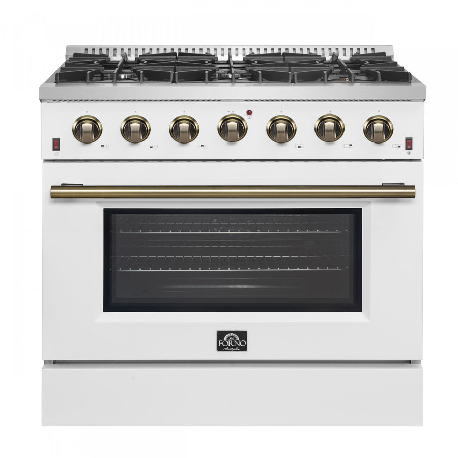 Forno Galiano 36" White French Door Freestanding Gas Range (5.36 Cu. Ft.) - FFSGS6244-36WHT