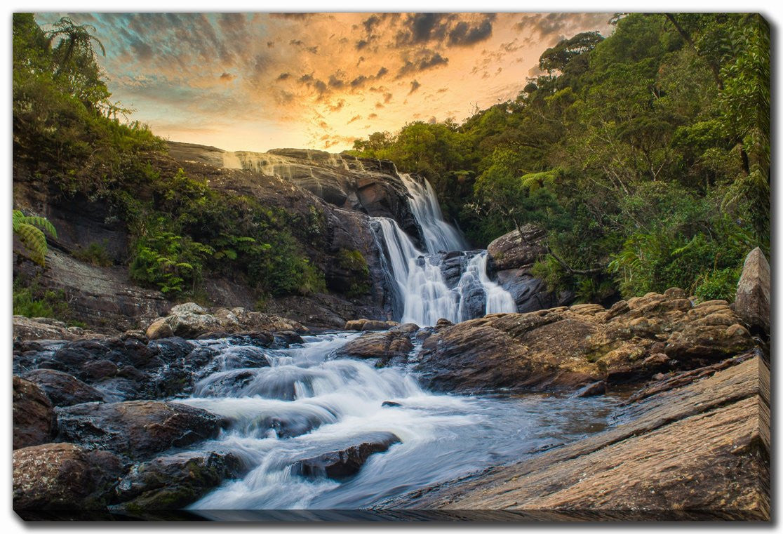 Sunset Falls Wall Art - Green/Blue/Brown - 38 X 60