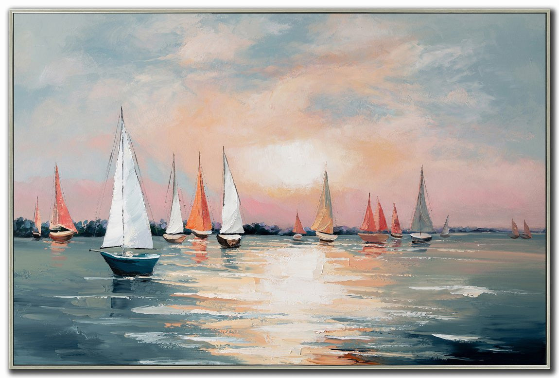 Harbour Glow Wall Art - Blue - 32 X 48