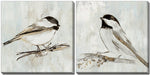 Chickadee Companions Wall Art - White/Grey - 16 X 16 - Set of Two