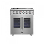Forno Massimo 30" Stainless Steel French Door Freestanding Gas Range (4.32 Cu. Ft.) - FFSGS6439-30