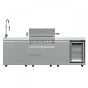 Forno Bulnes White Countertop Outdoor Kitchen with 30" 60,000 BTU BBQ and Beverage Centre - FODKT2506WHT