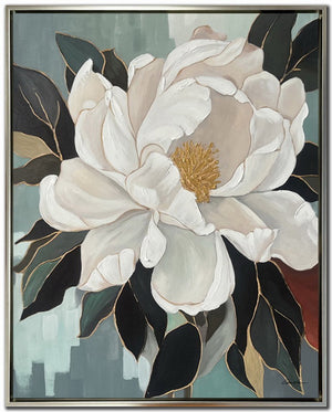 Petal Poise II Wall Art - White/Teal - 40 X 32