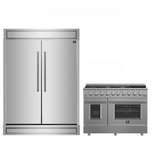 Forno Premium Stainless Steel Kitchen Package with 48" Gas Range and 2 28" Convertible Refrigerator/Freezer - FBDL-018-03CAUS