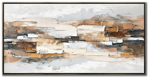 Stacked Horizons Wall Art - White/Brown - 28 X 56