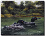 Loons on the Lake Wall Art - Green - 38 X 60