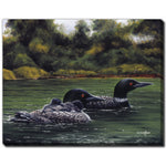 Loons on the Lake Wall Art - Green - 38 X 60