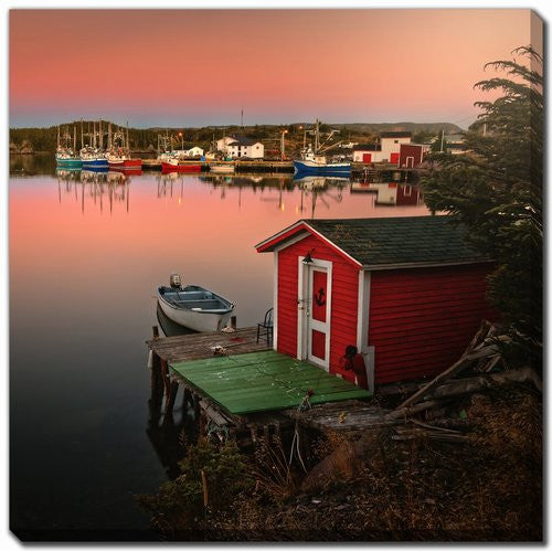 Dockside Glow Wall Art - Red/Orange - 16 X 16