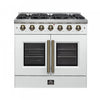 Forno Galiano 36" White French Door Freestanding Gas Range (5.36 Cu. Ft.) - FFSGS6444-36WHT