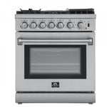 Forno Lazio Stainless Steel Dual Fuel Range with True Convection and Air Fry (4.32 Cu. Ft.) - FFSGS6196-30
