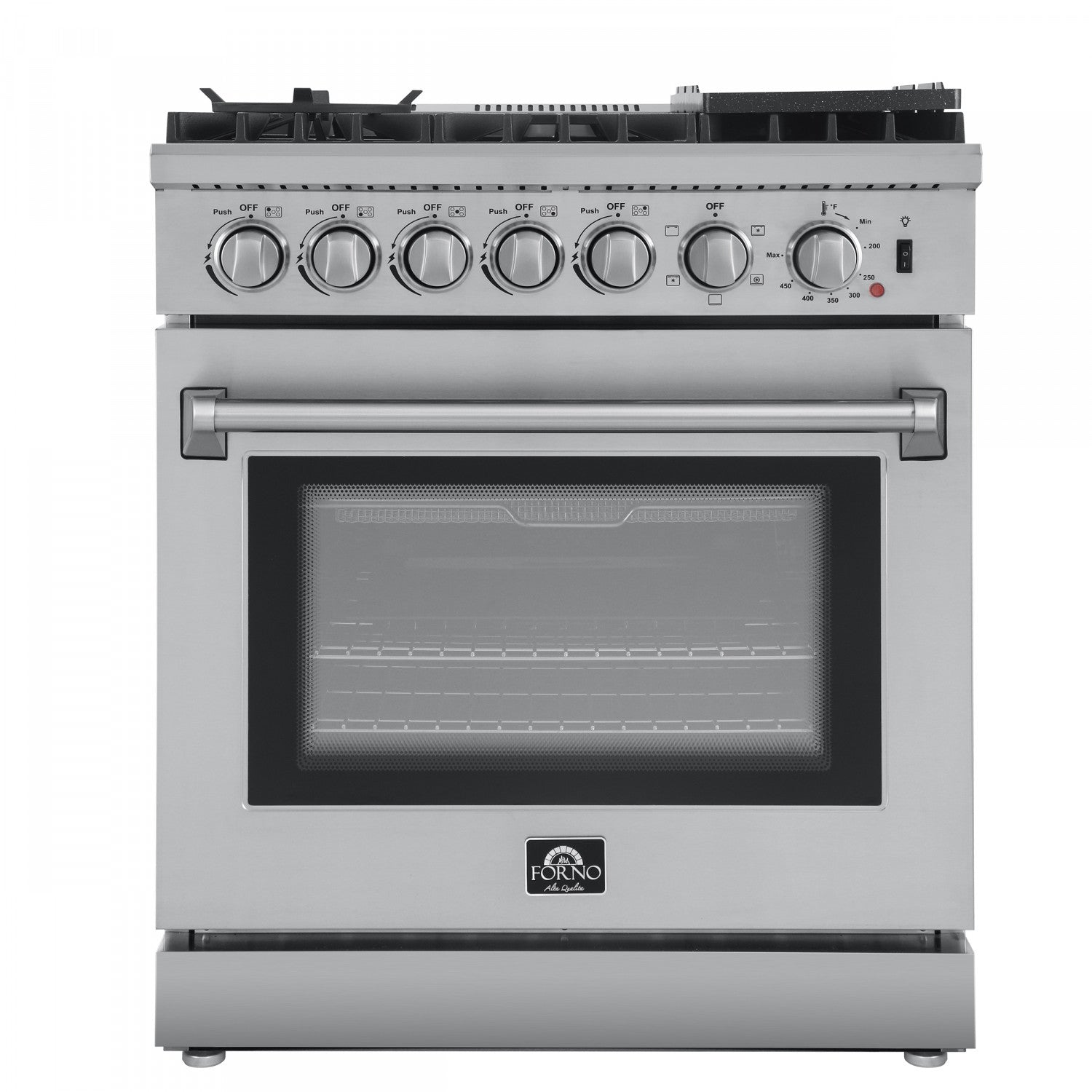 Forno Lazio Stainless Steel Dual Fuel Range with True Convection and Air Fry (4.32 Cu. Ft.) - FFSGS6196-30