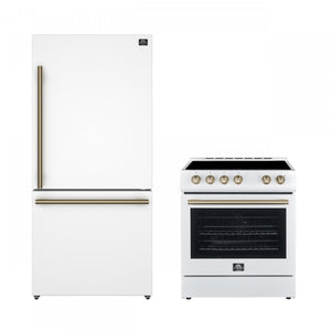 Forno Premium White Kitchen Package with Range and Bottom Freezer Refrigerator - FBDL-003-03CA