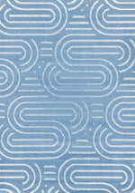 Functional Modern Links Area Rug - 5' X 8' - Blue/Cream