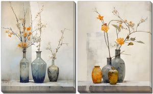 Floral Vessel Wall Art - Natural - 16 X 20 - Set of Two