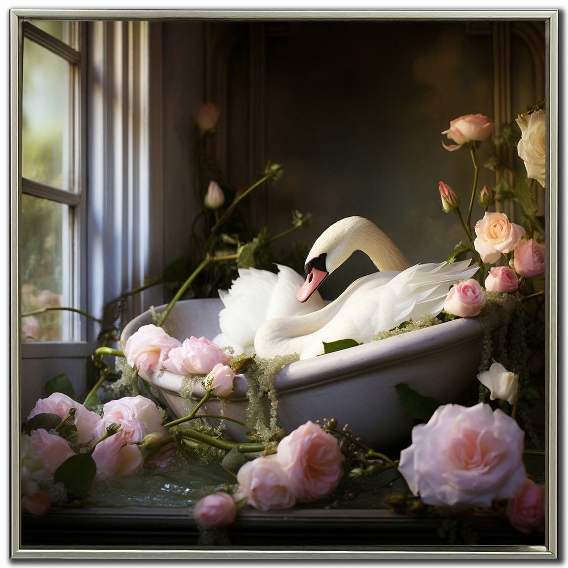 Soaking Swan Wall Art - Multi-Colour - 24 X 24