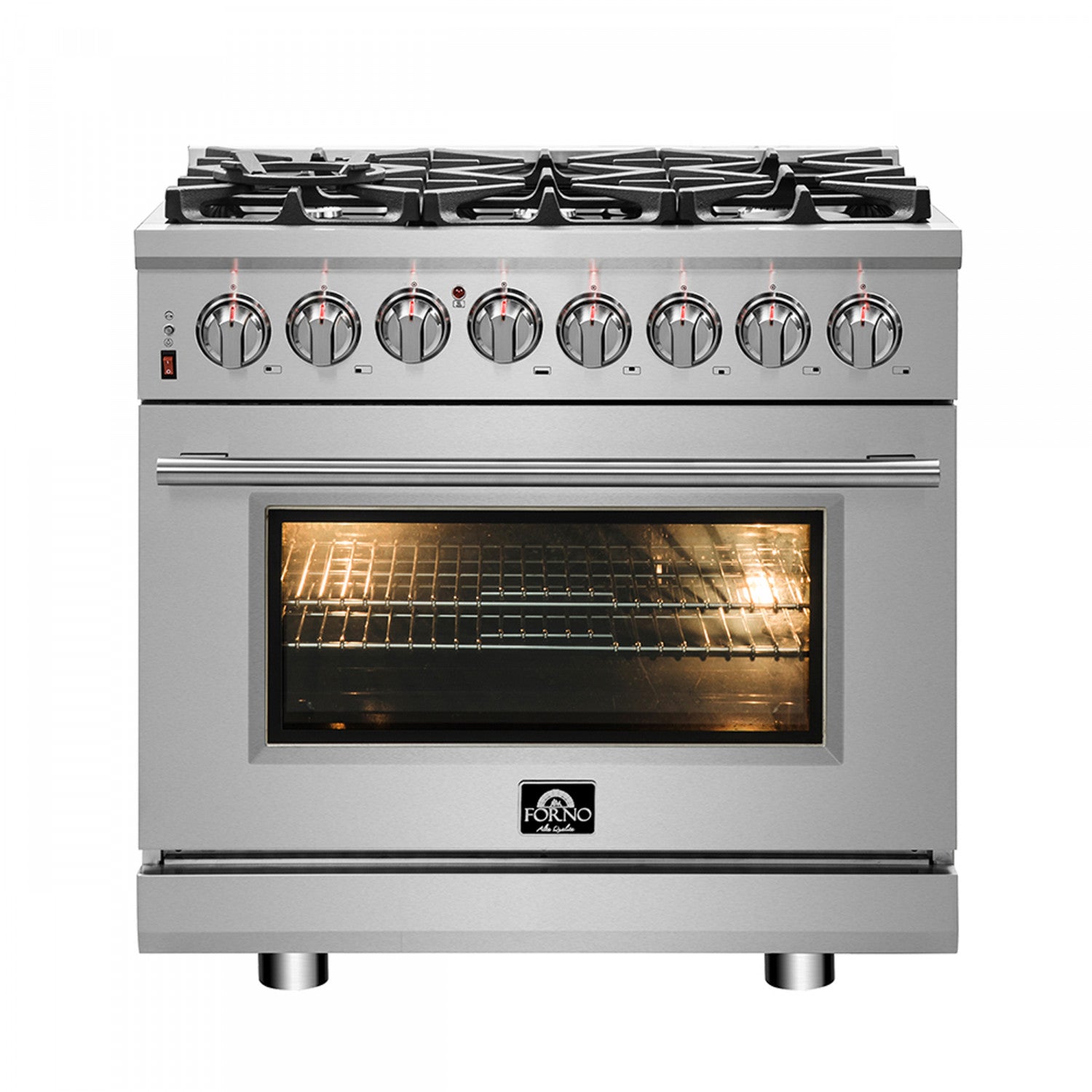Forno Massimo 36" Stainless Steel Dual Fuel Range with True Convection and Air Fry (5.36 Cu. Ft.) - FFSGS6125-36
