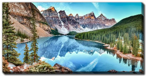 Alpine Mirror Wall Art - Green/Blue - 20 X 40