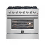 Forno Marco 36" Stainless Steel Dual Fuel Range with True Convection (5.36 Cu. Ft.) - FFSGS6197-36