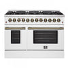 Forno Galiano 48" White Freestanding Dual Fuel Double Oven Range with True Convection (6.58 Cu. Ft.) - FFSGS6156-48WHT