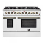 Forno Galiano 48" White Freestanding Dual Fuel Double Oven Range with True Convection (6.58 Cu. Ft.) - FFSGS6156-48WHT