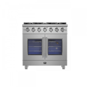 Forno Massimo 36" Stainless Steel French Door Freestanding Gas Range (5.36 Cu. Ft.) - FFSGS6439-36