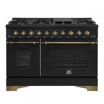Forno Antico 48" Black Freestanding Double Oven Gas Range (5.5 Cu. Ft.) - FFSGS6219-48BLK