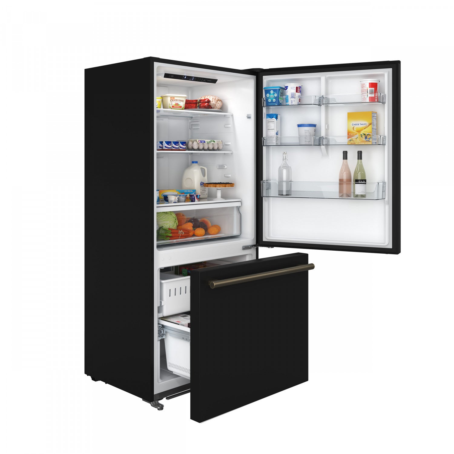 Forno Milano 31" 17.2 Cu.Ft. Black Bottom Freezer Refrigerator with Right Swing Door - FFFFD1785-31BLK