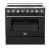 Forno Paolo 36" Black Freestanding Electric Range with True Convection (5.44 Cu. Ft.) - FFSEL6011-36BLK
