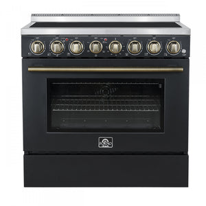 Forno Paolo 36" Black Freestanding Electric Range with True Convection (5.44 Cu. Ft.) - FFSEL6011-36BLK