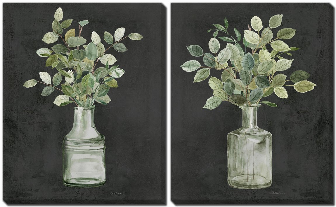 Botanical Still Life Wall Art - Charcoal - 16 X 20 -  Set of Two