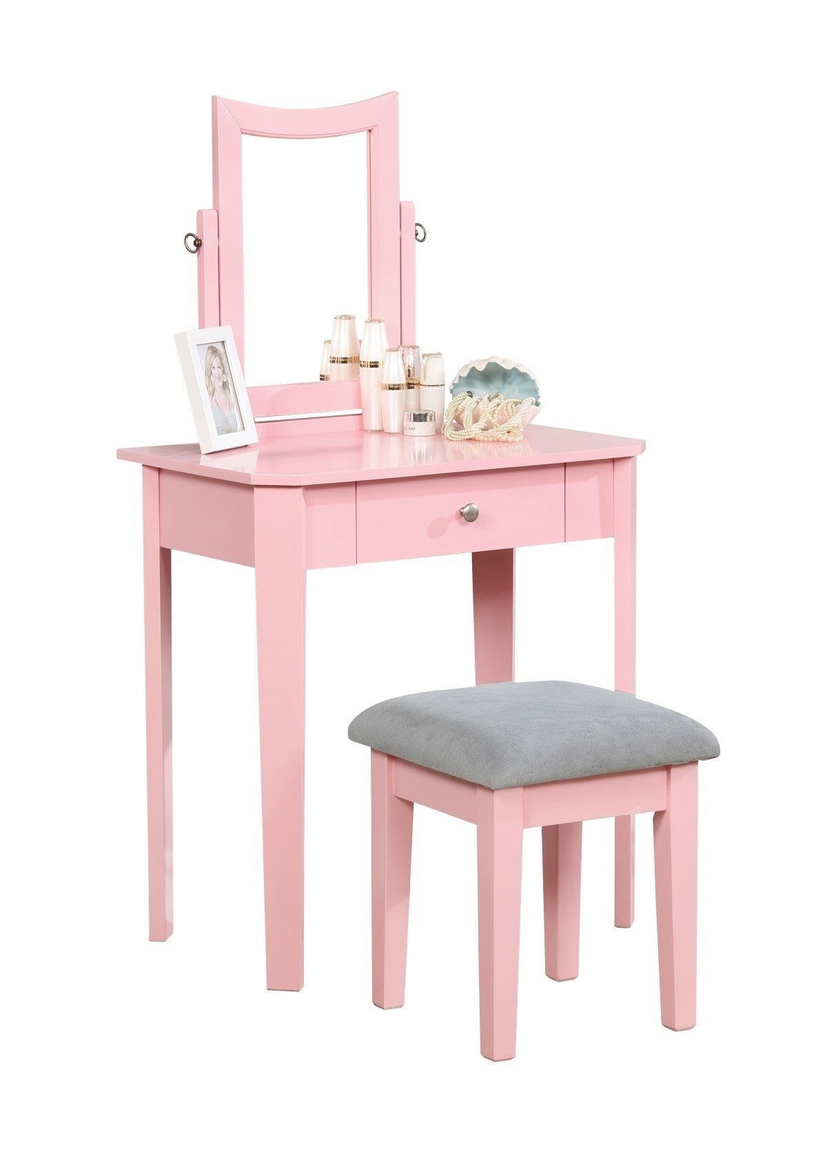 Anabella Vanity with Stool - Pink