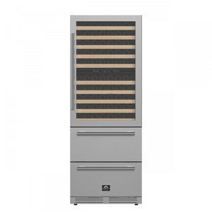Forno Celano 30" 21.3 Cu.Ft. Stainless Steel 150 Bottle Dual Zone Wine Cellar with Two Beverage Drawers - FWCDR6697-30S