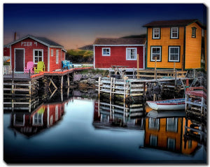 Dockside Dusk Wall Art - Blue/Red - 22 X 28
