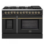 Forno Galiano 48" Black Freestanding Dual Fuel Double Oven Range with True Convection (6.58 Cu. Ft.) - FFSGS6156-48BLK