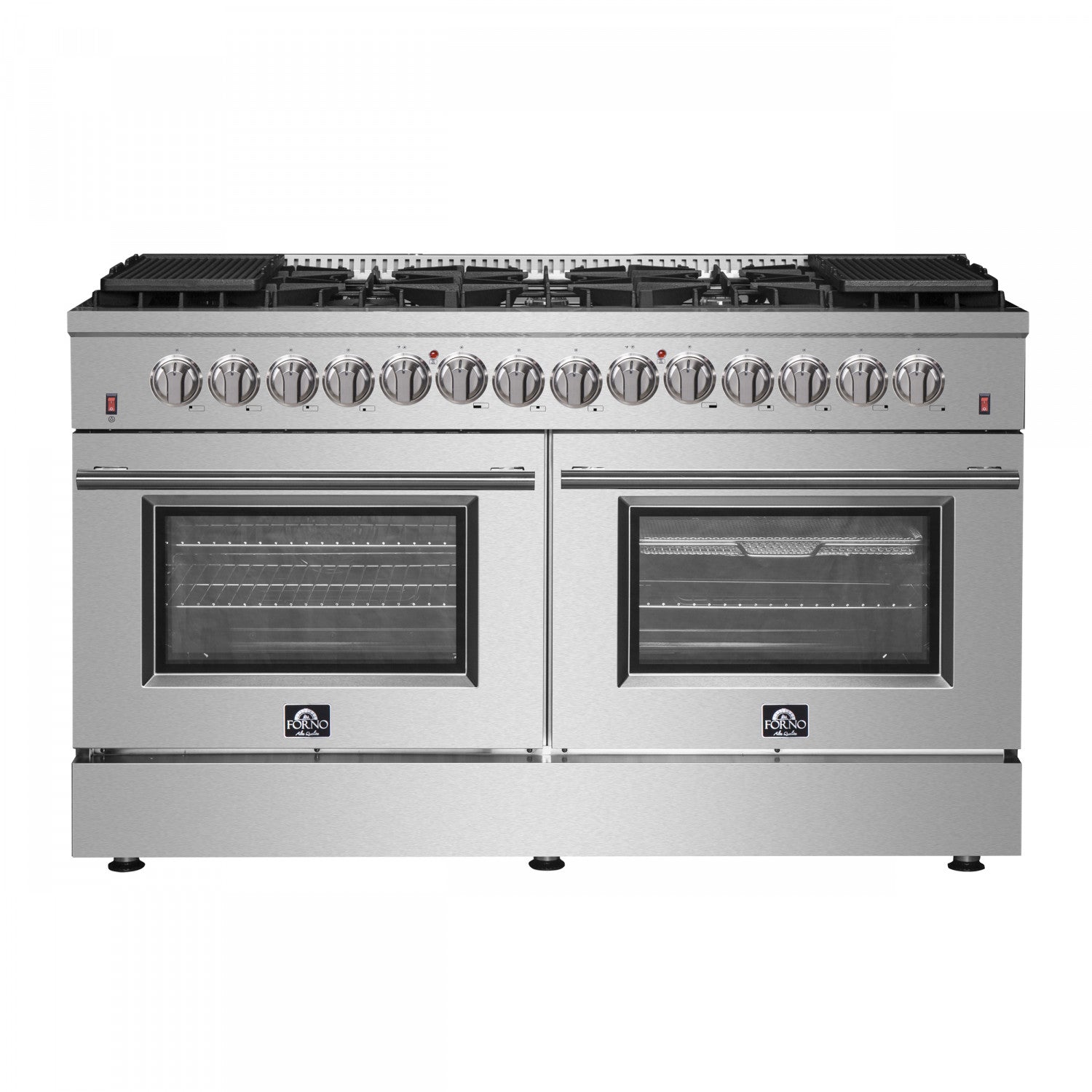 Forno Galiano 60" Stainless Steel Freestanding Dual Fuel Double Oven Range with True Convection (8.64 Cu. Ft.) - FFSGS6156-60