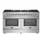 Forno Galiano 60" Stainless Steel Freestanding Dual Fuel Double Oven Range with True Convection (8.64 Cu. Ft.) - FFSGS6156-60