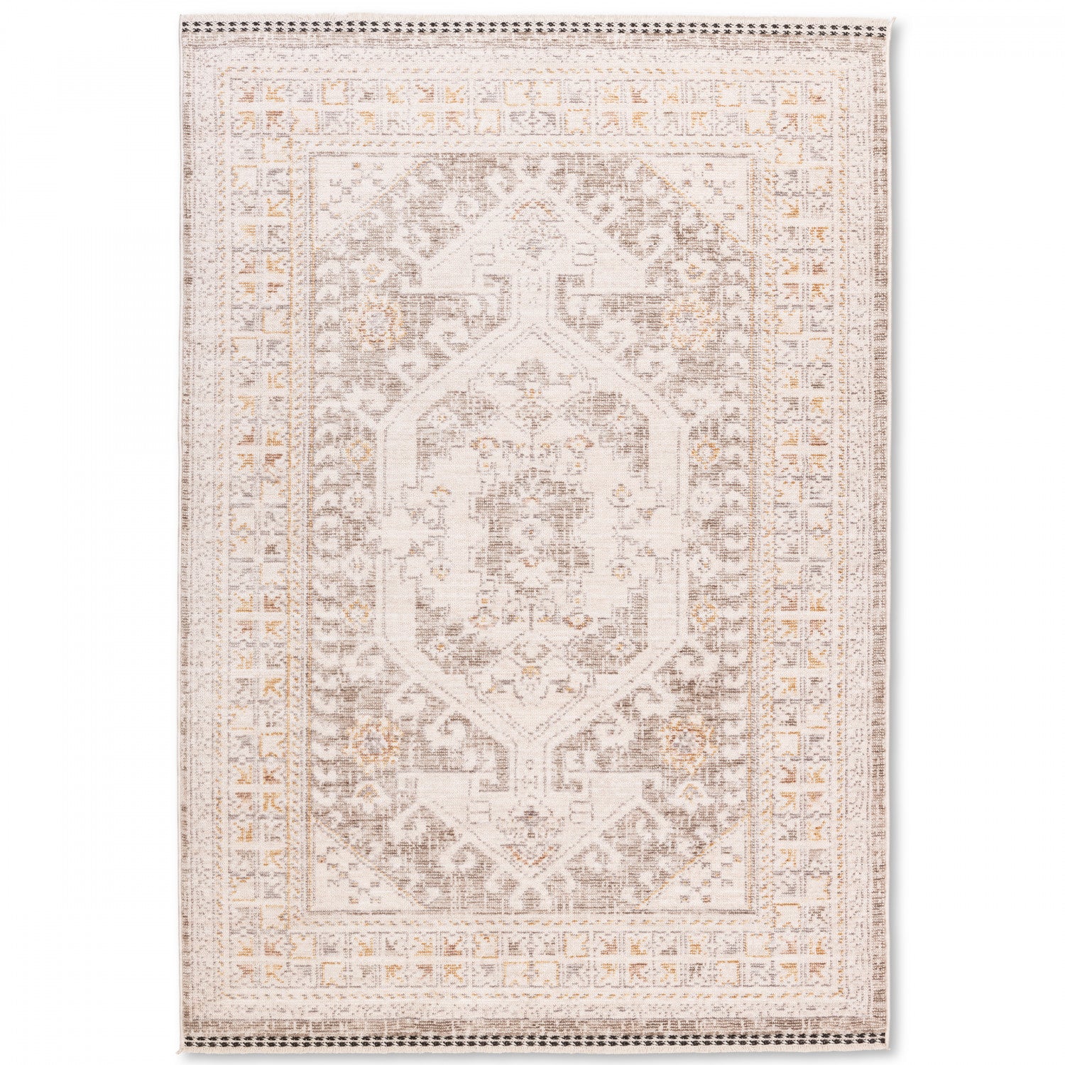 Poetic Bordered Rug - 8' x 10' - Antique White/Brown