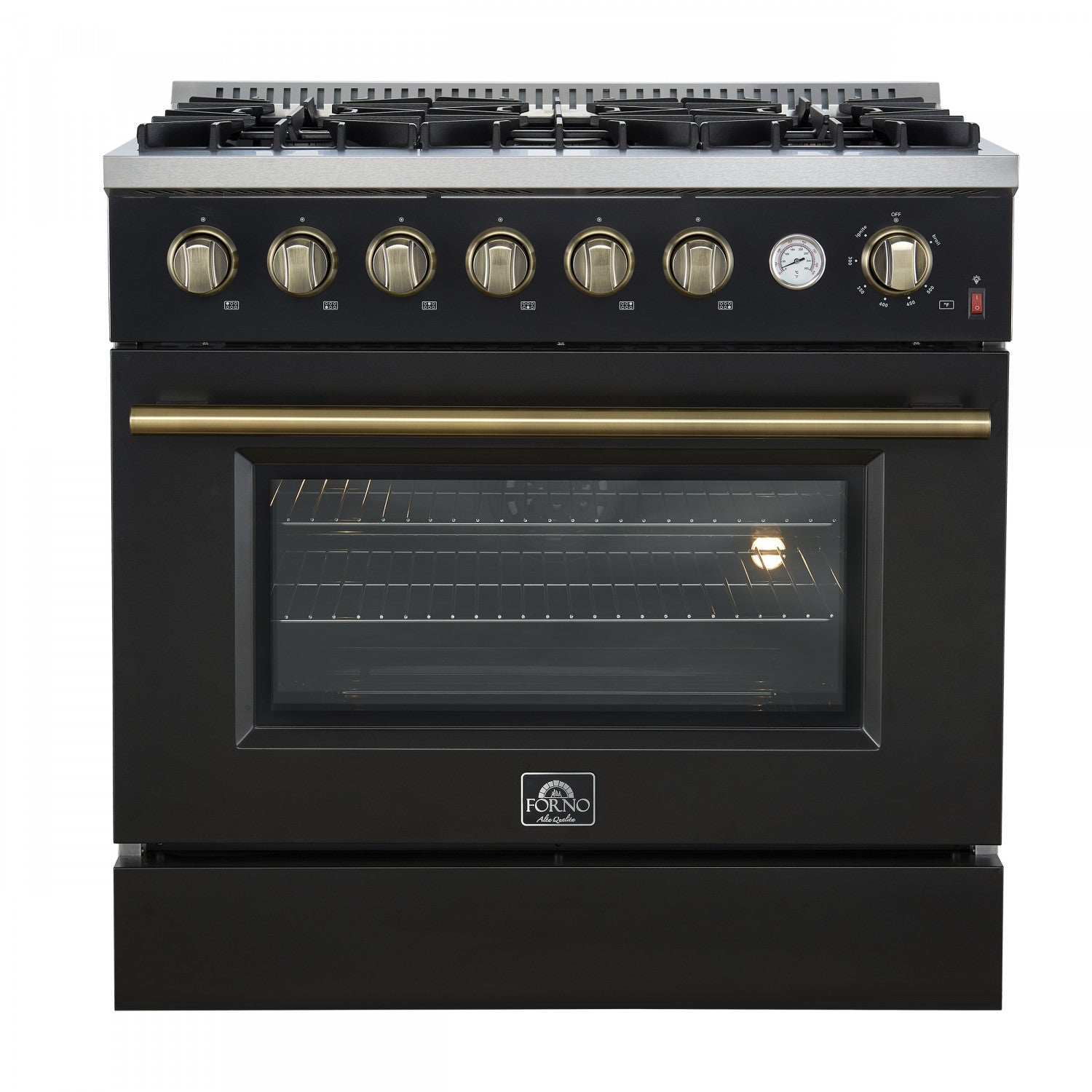 Forno Marco 36" Black Freestanding Gas Range (5.36 Cu. Ft.) - FFSGS6277-36BLK