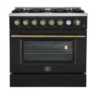 Forno Marco 36" Black Freestanding Gas Range (5.36 Cu. Ft.) - FFSGS6277-36BLK