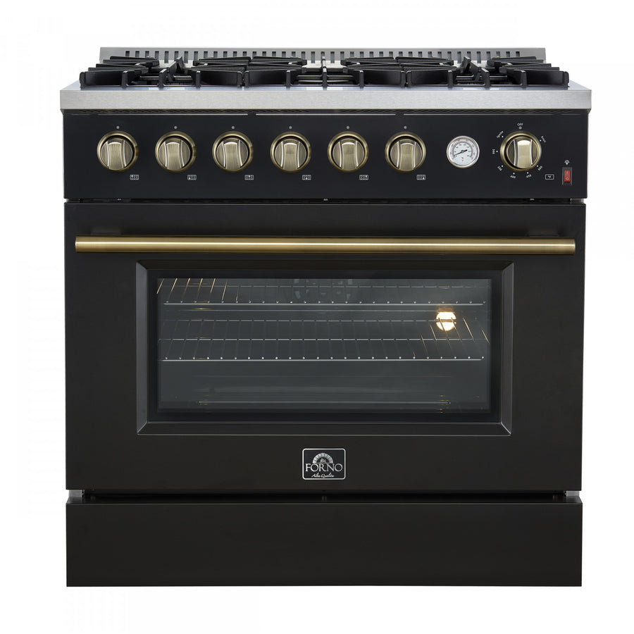 Forno Marco 36" Black Freestanding Gas Range (5.36 Cu. Ft.) - FFSGS6277-36BLK