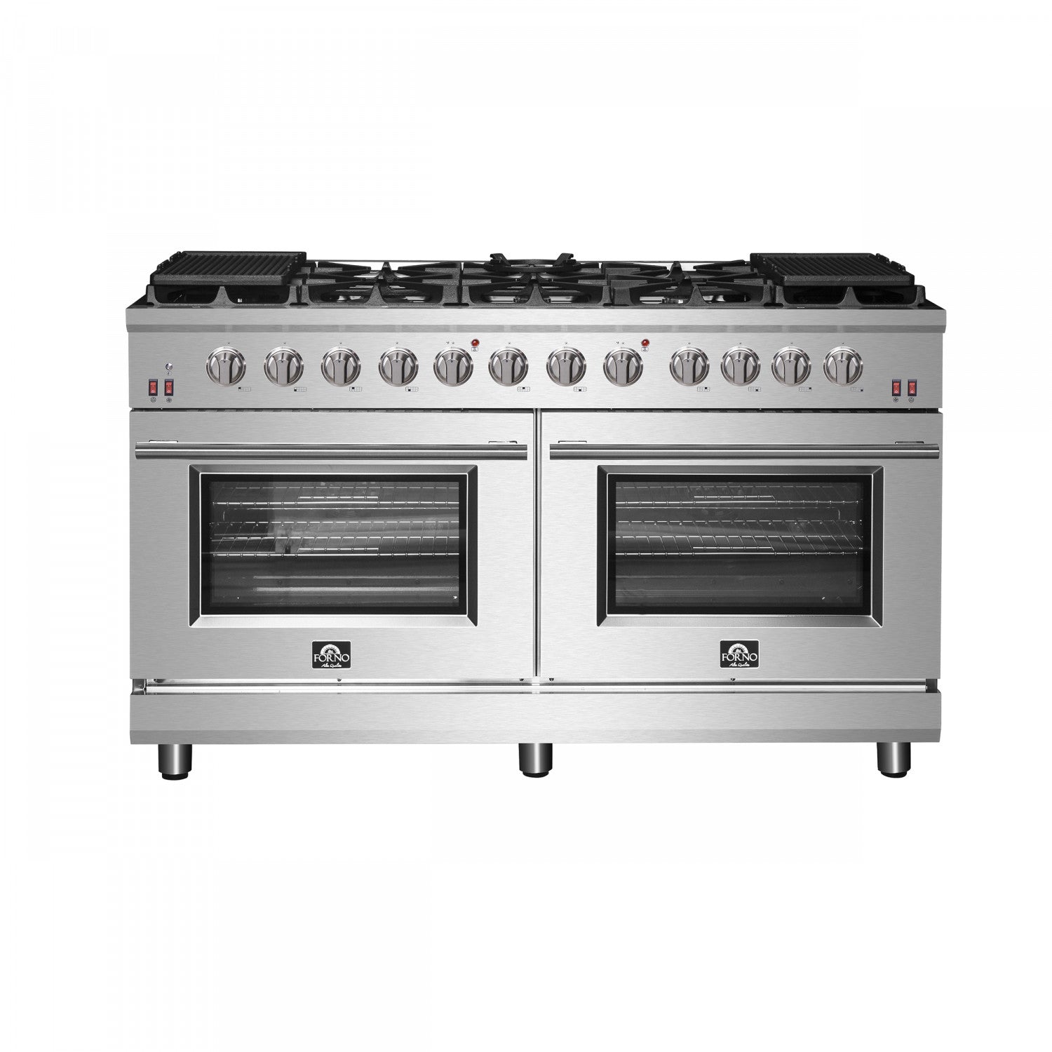 Forno Massimo 60" Stainless Steel Freestanding Double Oven Gas Range with Air Fry (8.64 Cu. Ft.) - FFSGS6239-60