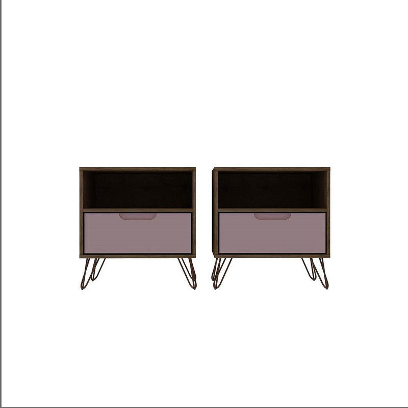 Nuuk I Night Table Set of 2 - Nature/Rose Pink