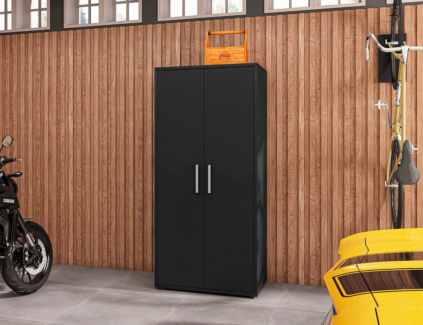 Lunde Garage Storage Cabinet - Matte Black - Set of 2