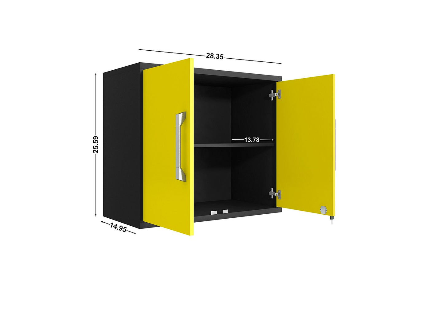 Lunde Floating Garage Cabinet - Matte Black/Yellow - Set of 2