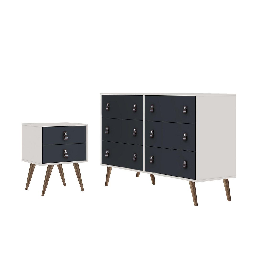 Torsted Dresser and Night Table Set - White/Blue