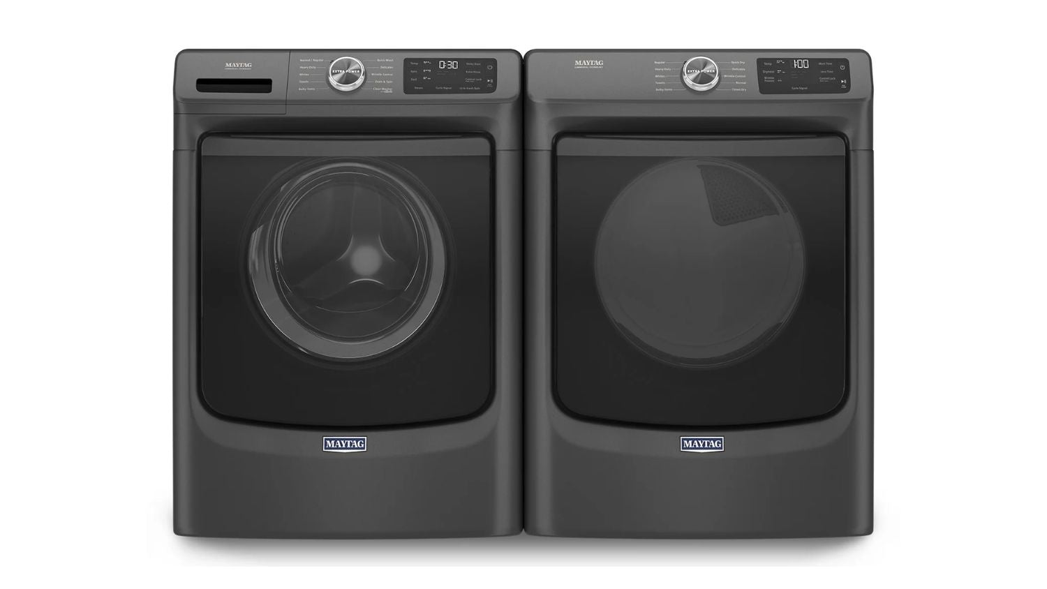Maytag Volcano Black Front-Load Washer (5.2 cu. ft.) & Electric Dryer (7.3 cu. ft.) - MHW5630MBK/YMED5630MBK