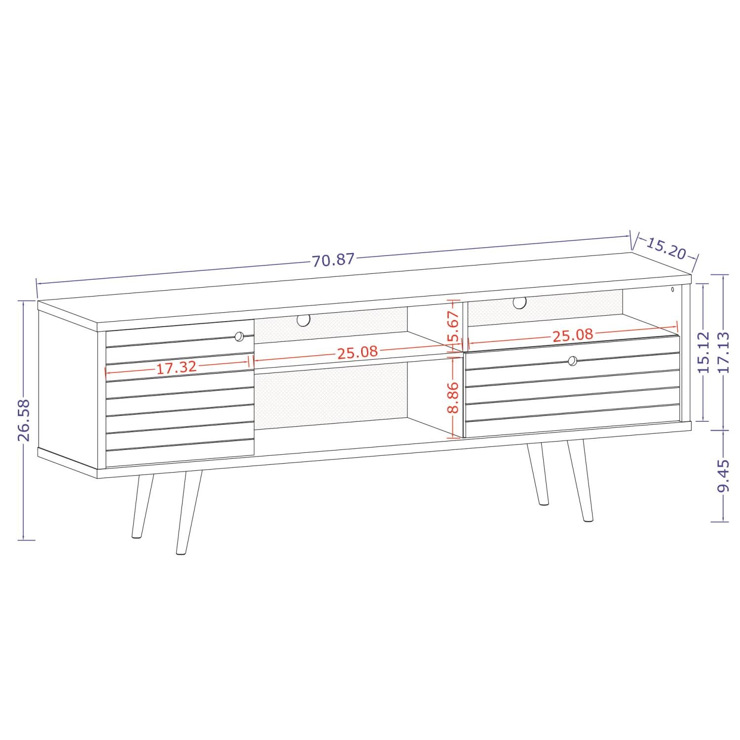 Lekedi 71" TV Stand - White/Aqua Blue