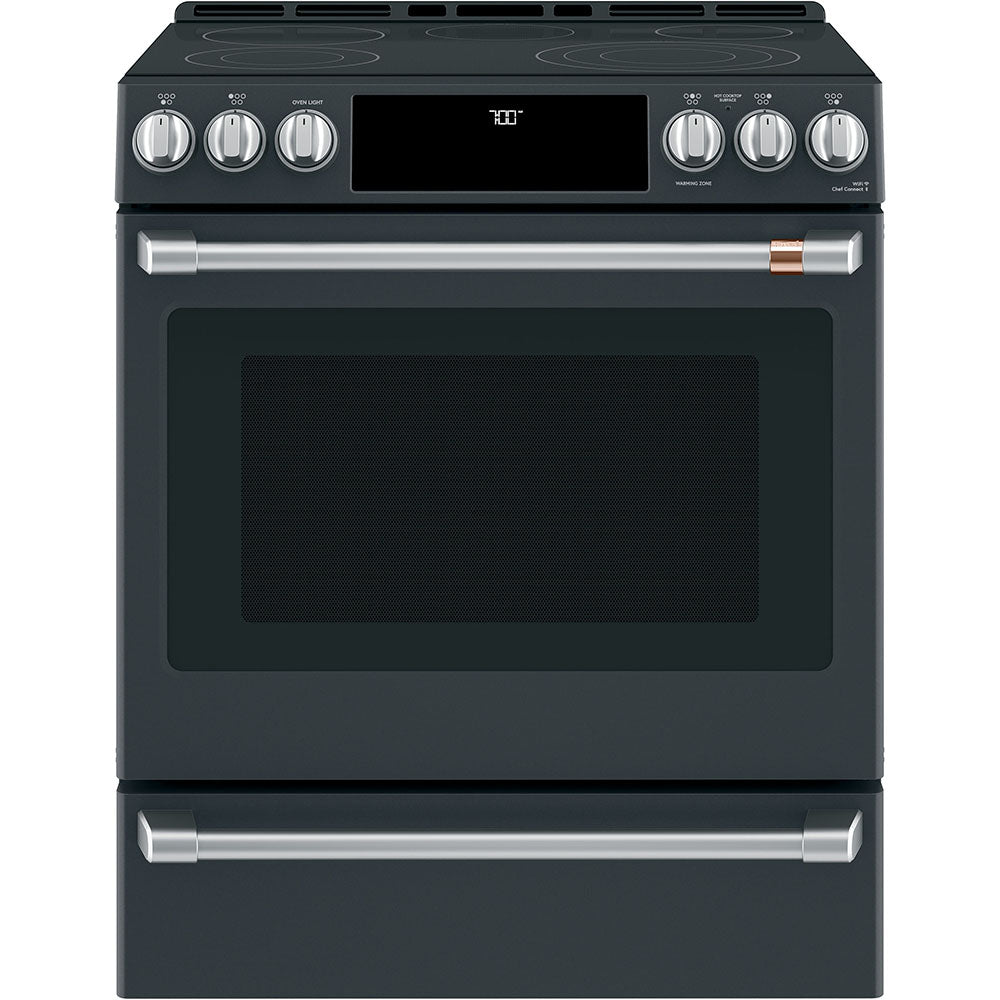 Café Matte Black 30" Electric Range with Built-in WiFi and No-Preheat Air Fry (5.7 Cu. Ft) - CCES700P3MD1