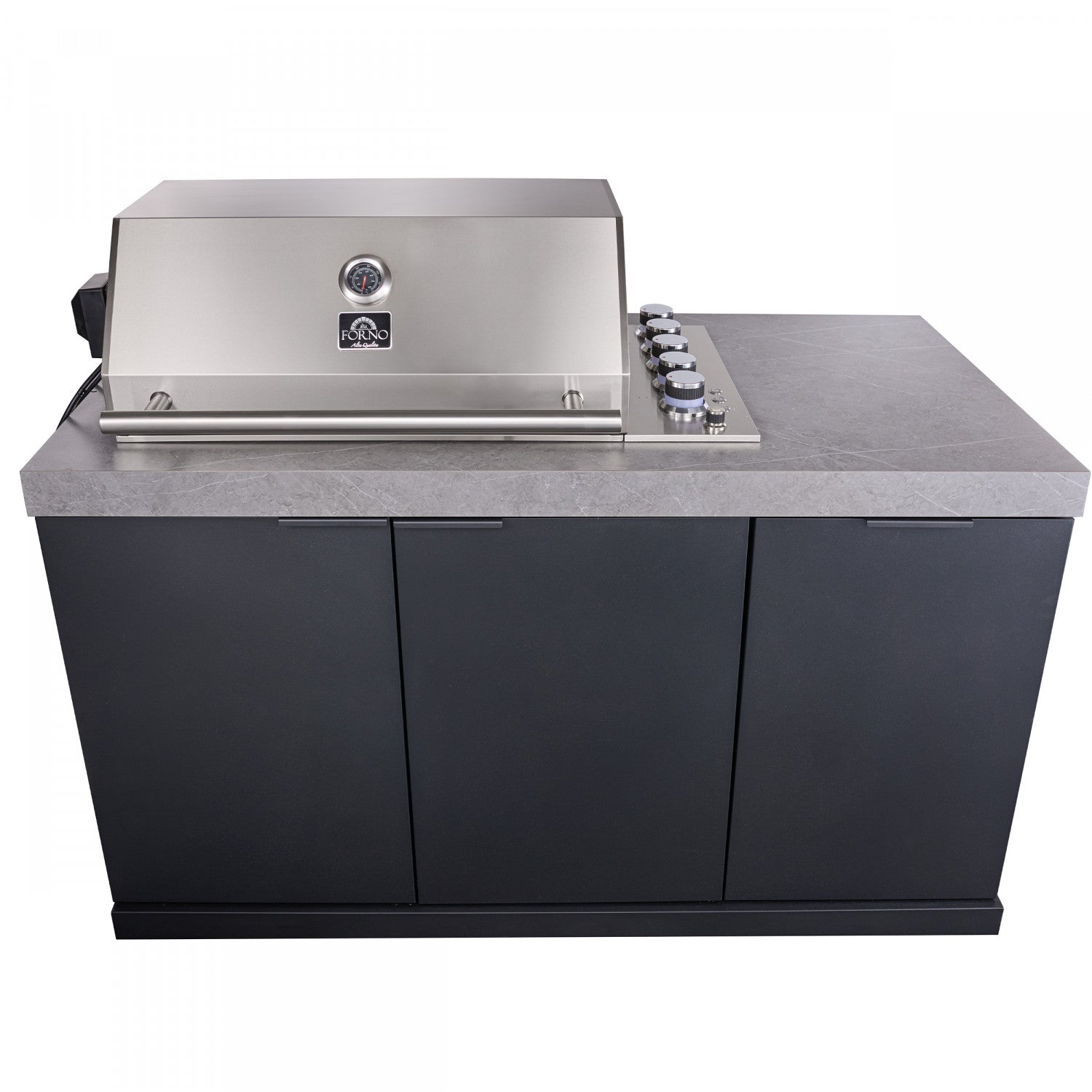 Forno Rimini Gray Countertop Outdoor Kitchen with 30" 62,600 BTU BBQ and Beverage Centre - FODKT2544BLK